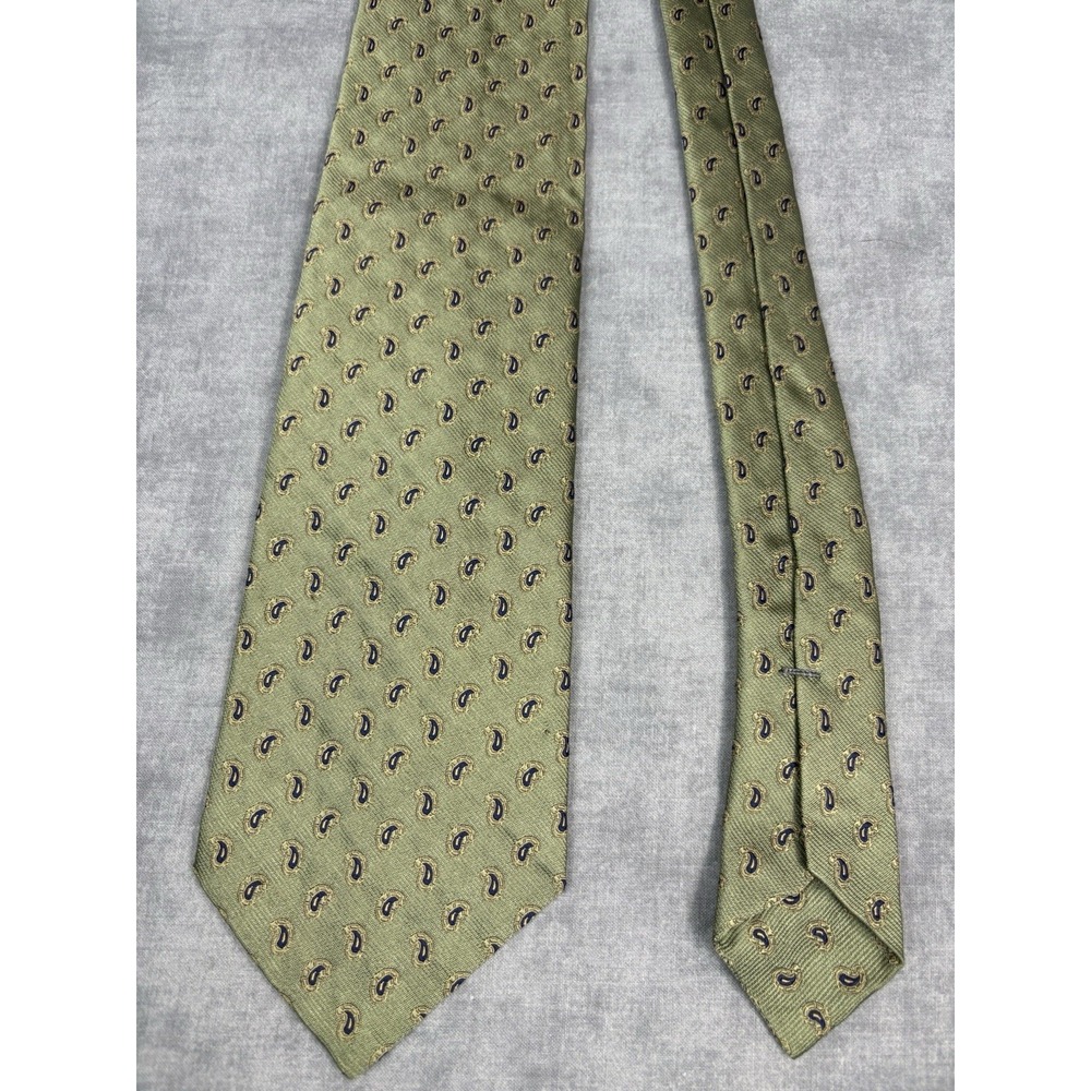Ventura Tom James Men's Paisley Silk Tie 60x3.75 Green Hand Tailored NWT